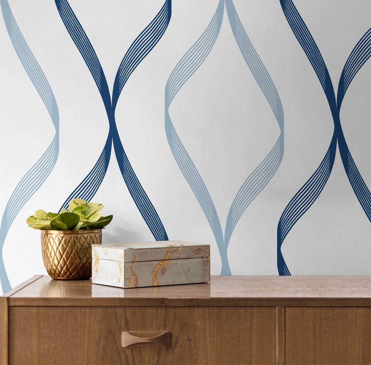 Ogee Ribbon Vinyl Wallpaper