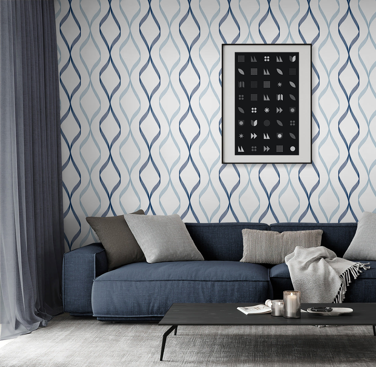 Ogee Ribbon Vinyl Wallpaper