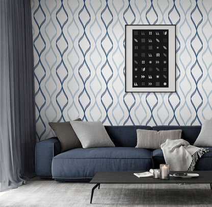 Ogee Ribbon Vinyl Wallpaper