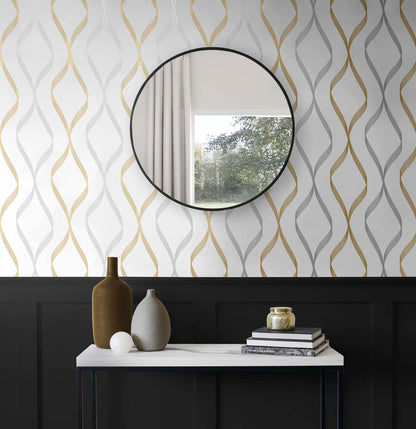 Ogee Ribbon Vinyl Wallpaper