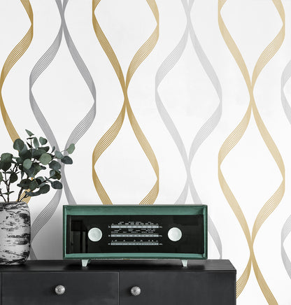 Ogee Ribbon Vinyl Wallpaper