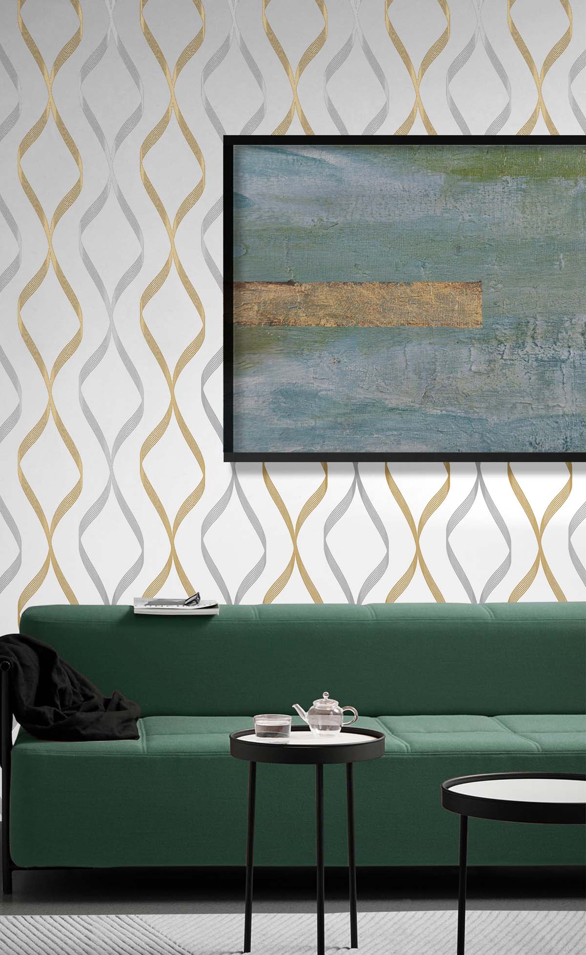 Ogee Ribbon Vinyl Wallpaper