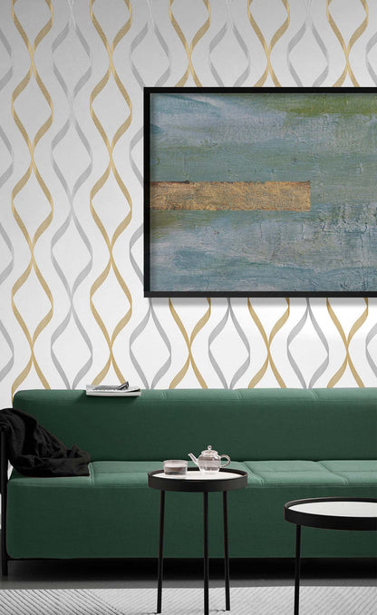 Ogee Ribbon Vinyl Wallpaper