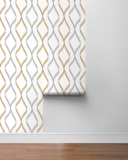 Ogee Ribbon Vinyl Wallpaper