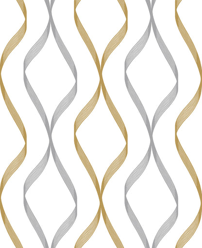 Ogee Ribbon Vinyl Wallpaper