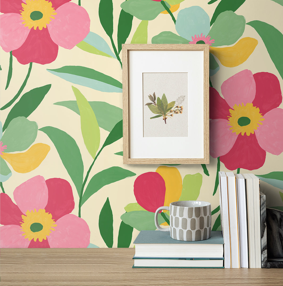 Garden Block Floral Vinyl Wallpaper