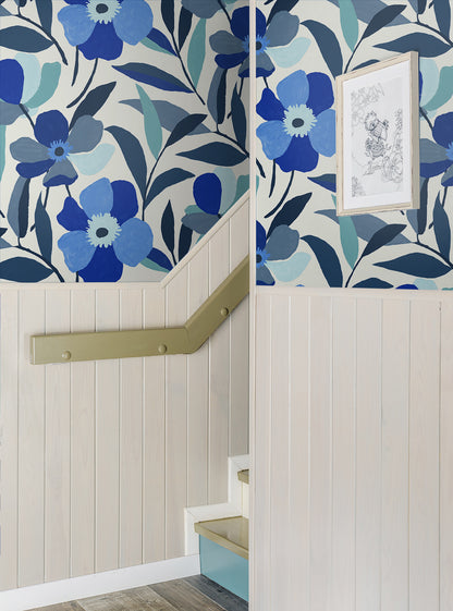 Garden Block Floral Vinyl Wallpaper