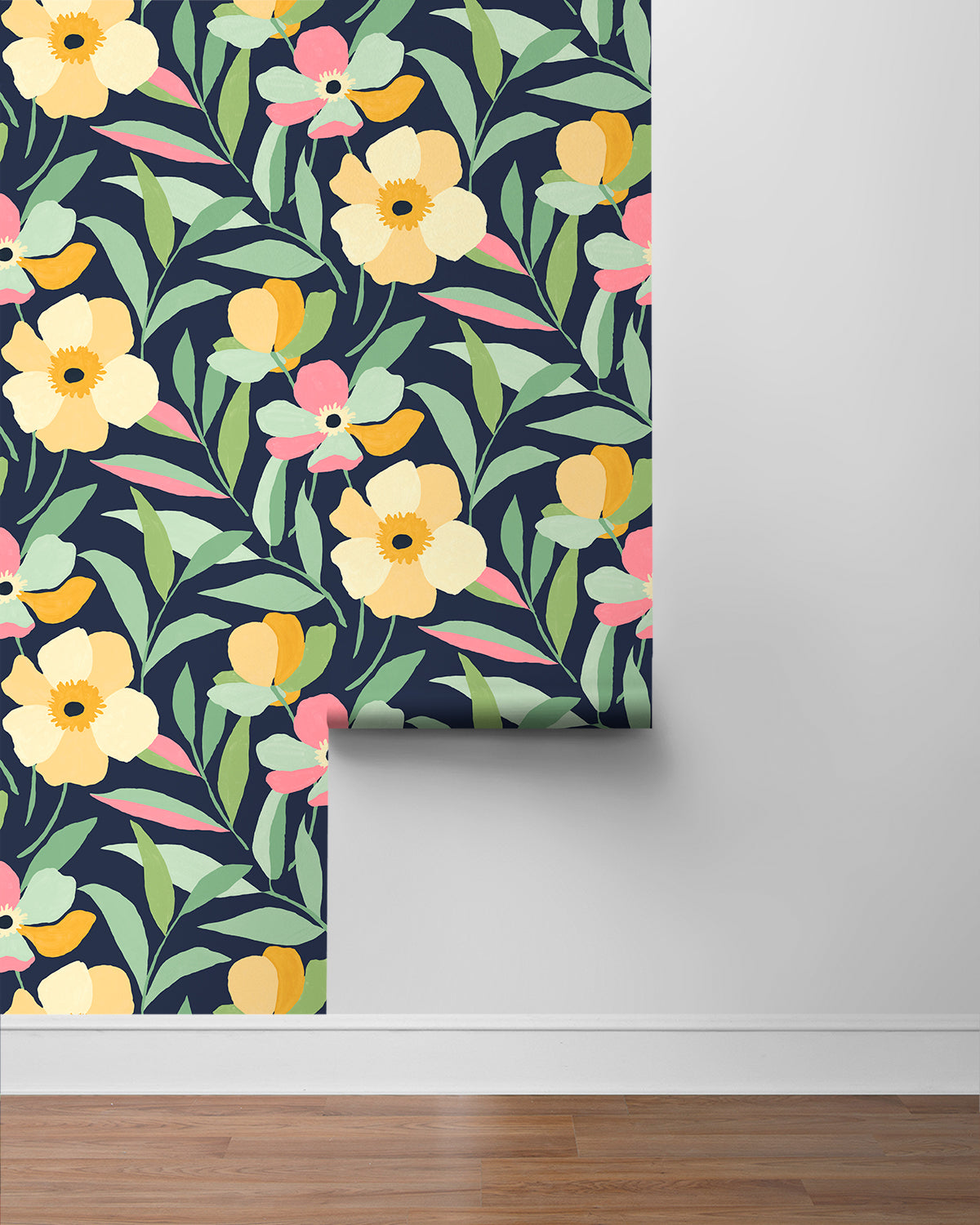 Garden Block Floral Vinyl Wallpaper