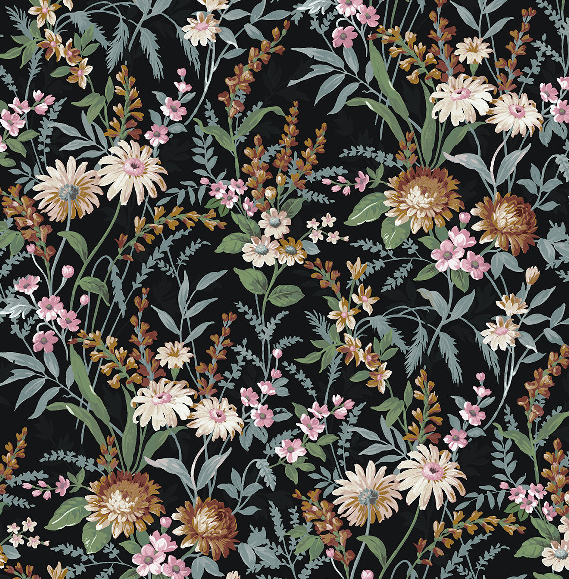 Vintage Floral Vinyl Wallpaper