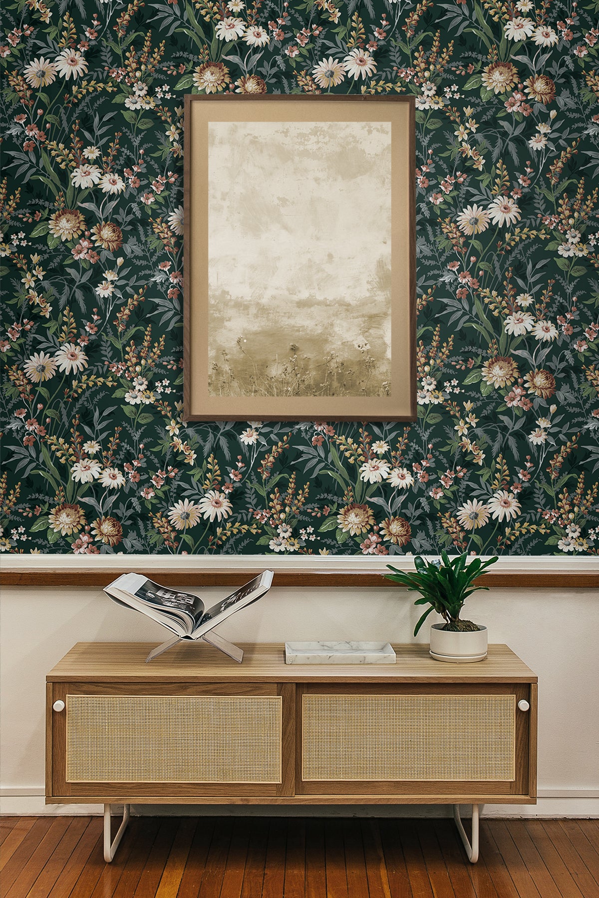 Vintage Floral Vinyl Wallpaper