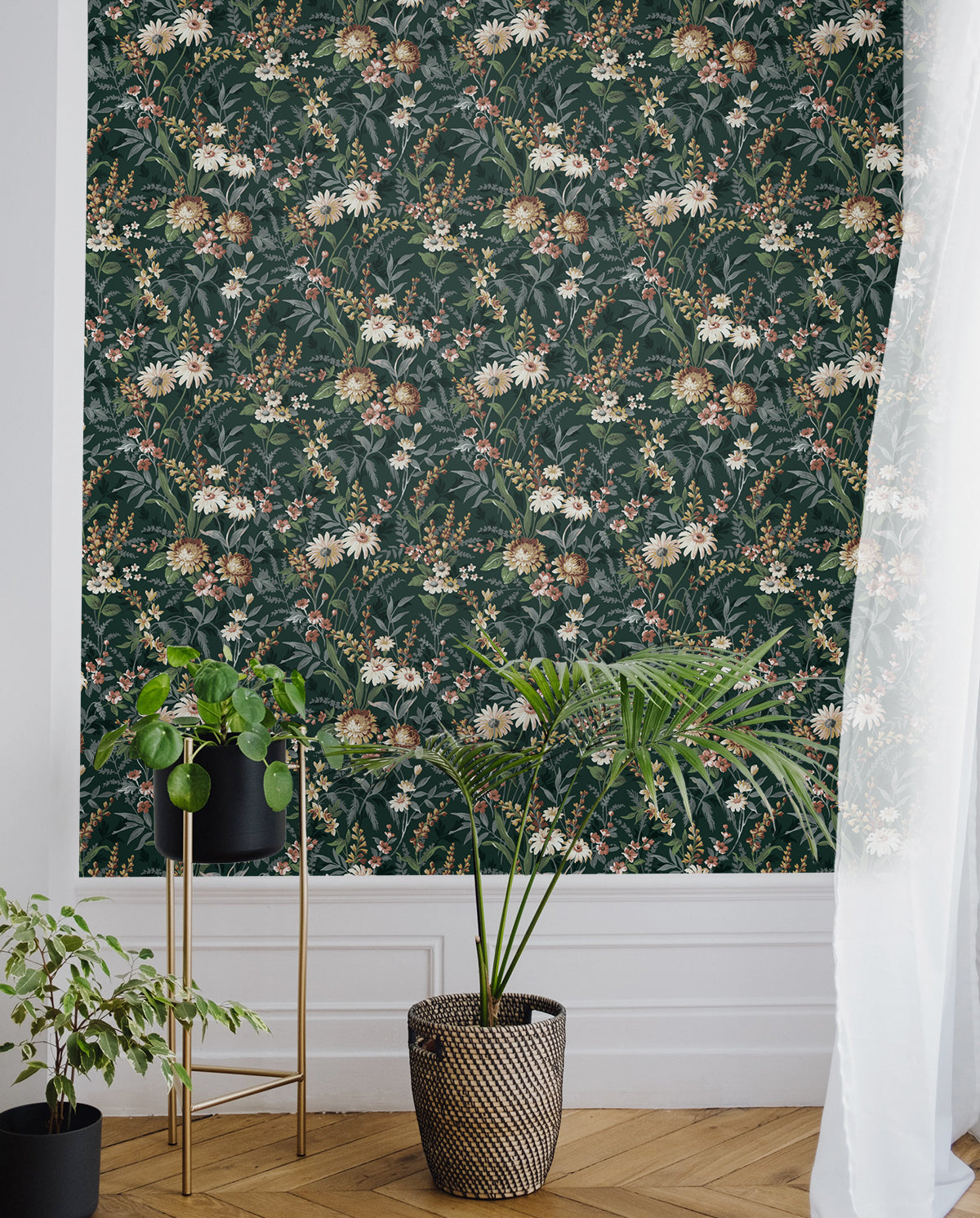 Vintage Floral Vinyl Wallpaper