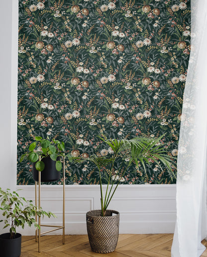 Vintage Floral Vinyl Wallpaper