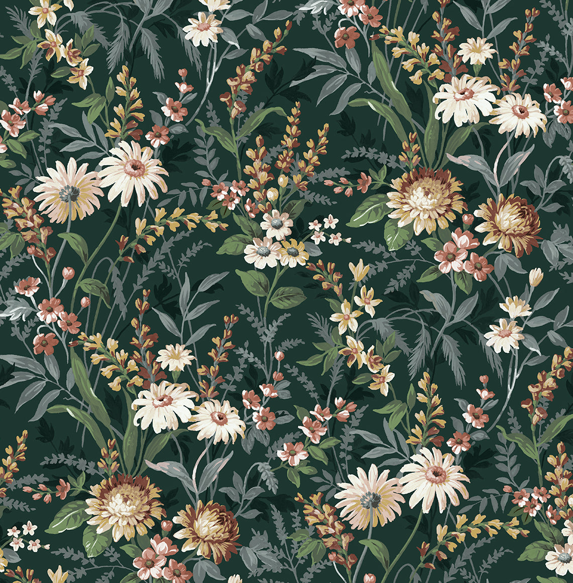 Vintage Floral Vinyl Wallpaper