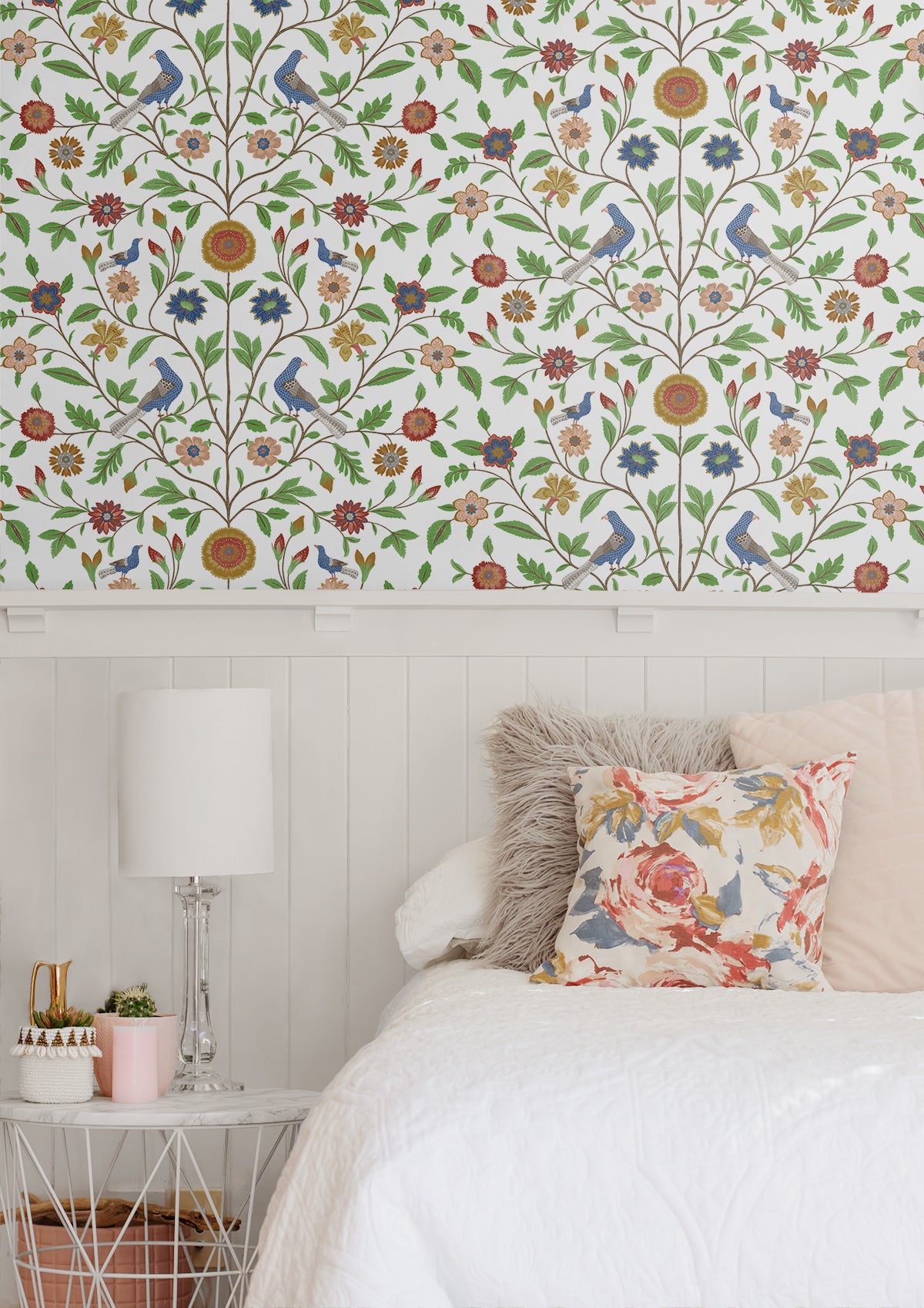 Bird Toile Vinyl Wallpaper