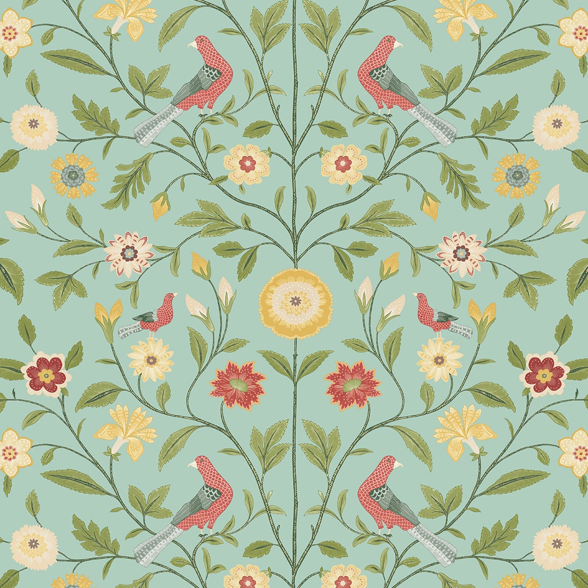 Bird Toile Vinyl Wallpaper