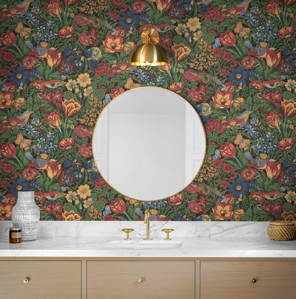 Bird Floral Vinyl Wallpaper