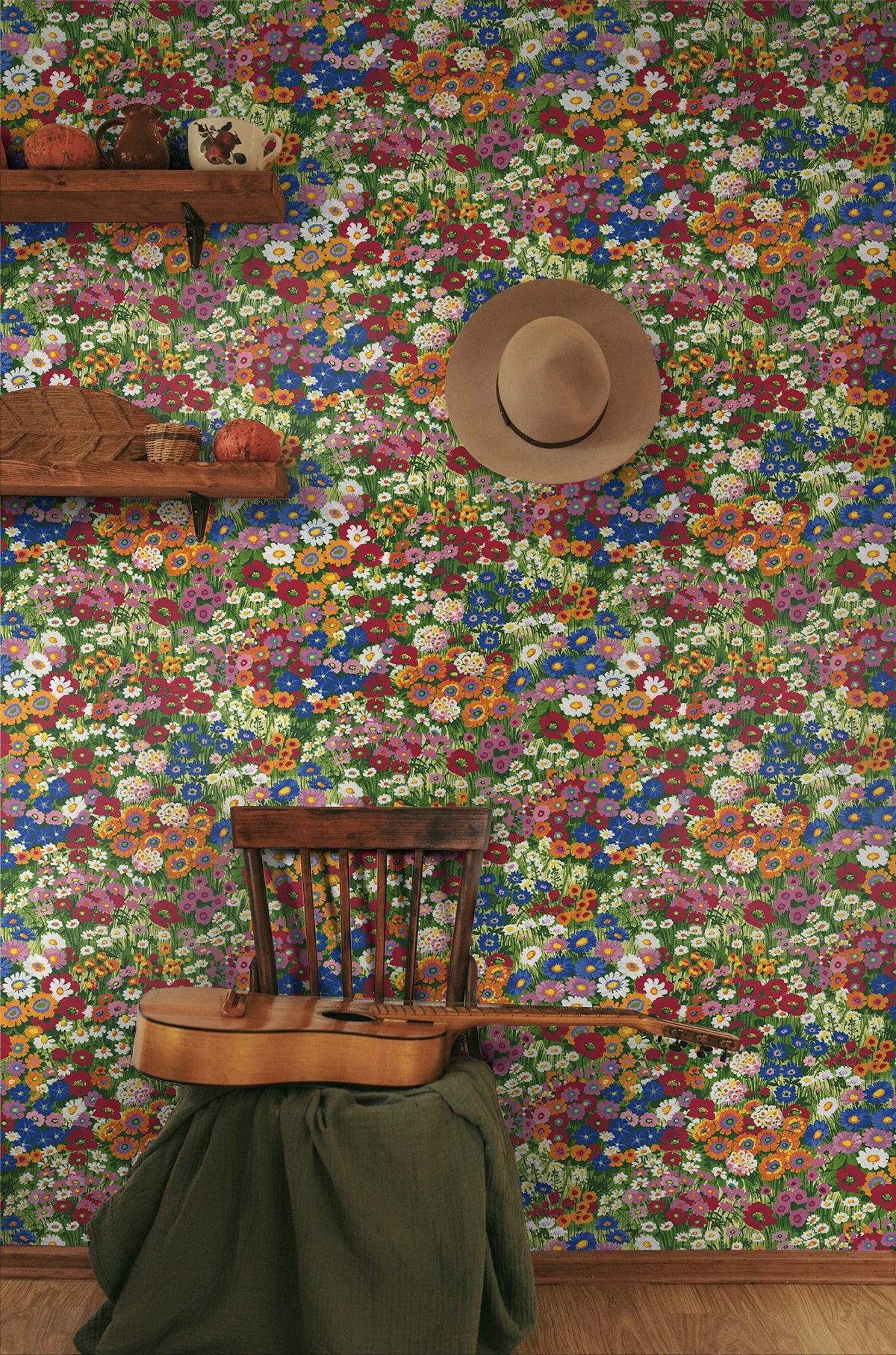 Floral Meadow Vinyl Wallpaper