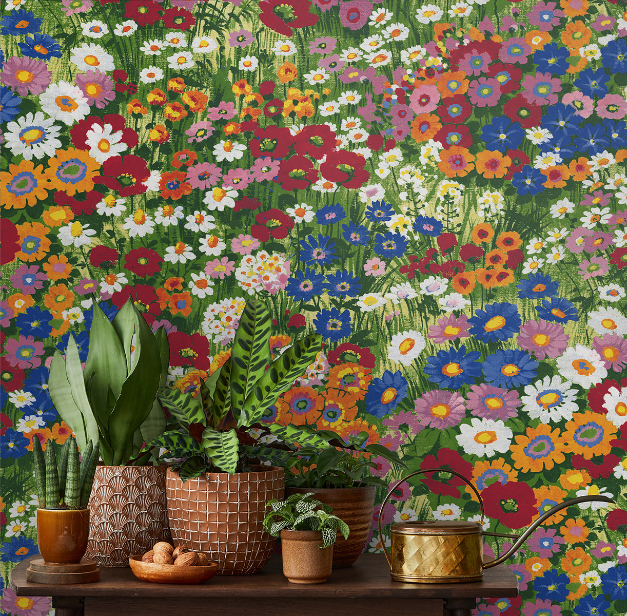 Floral Meadow Vinyl Wallpaper