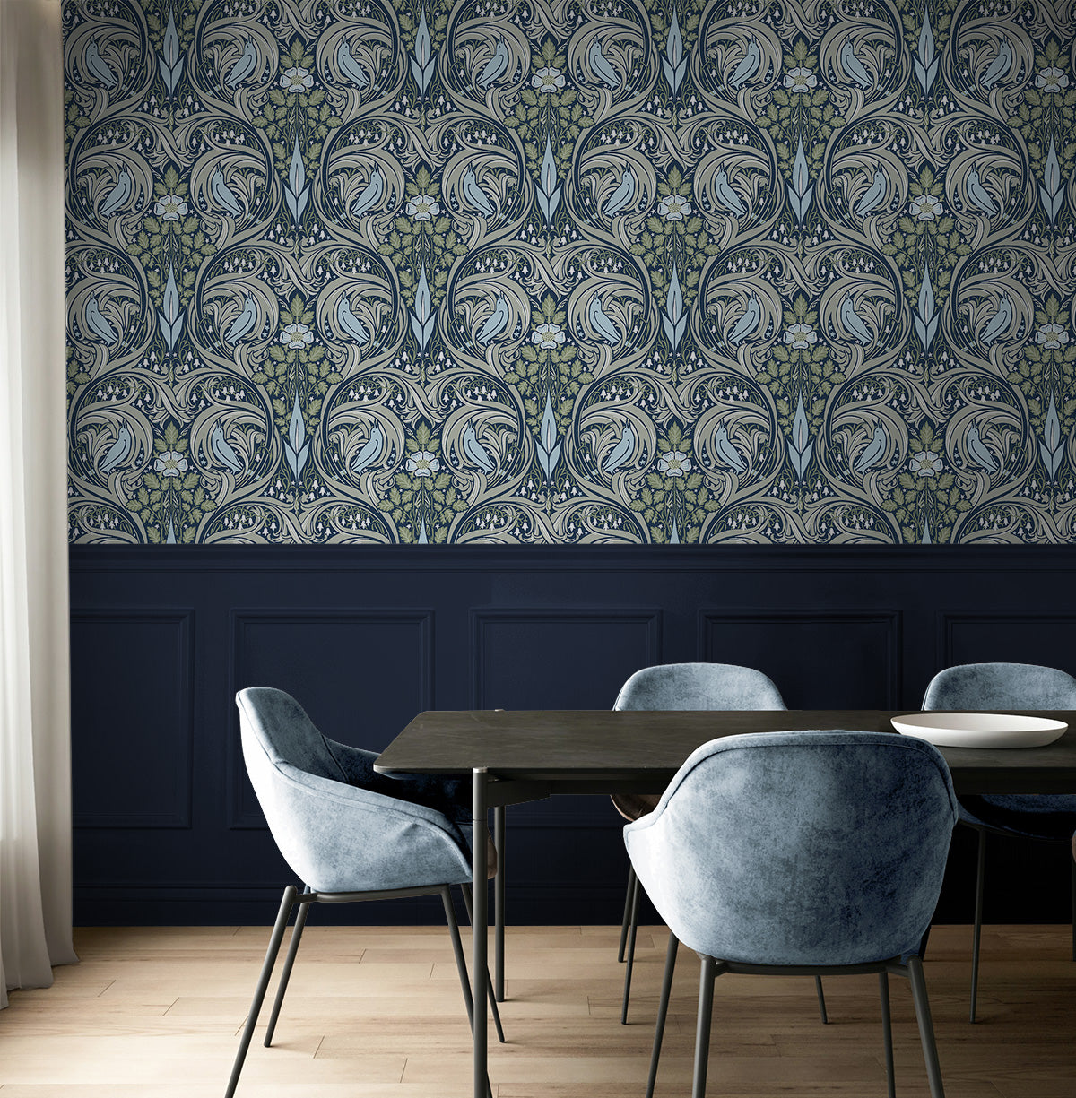 Bird Ogee Vinyl Wallpaper