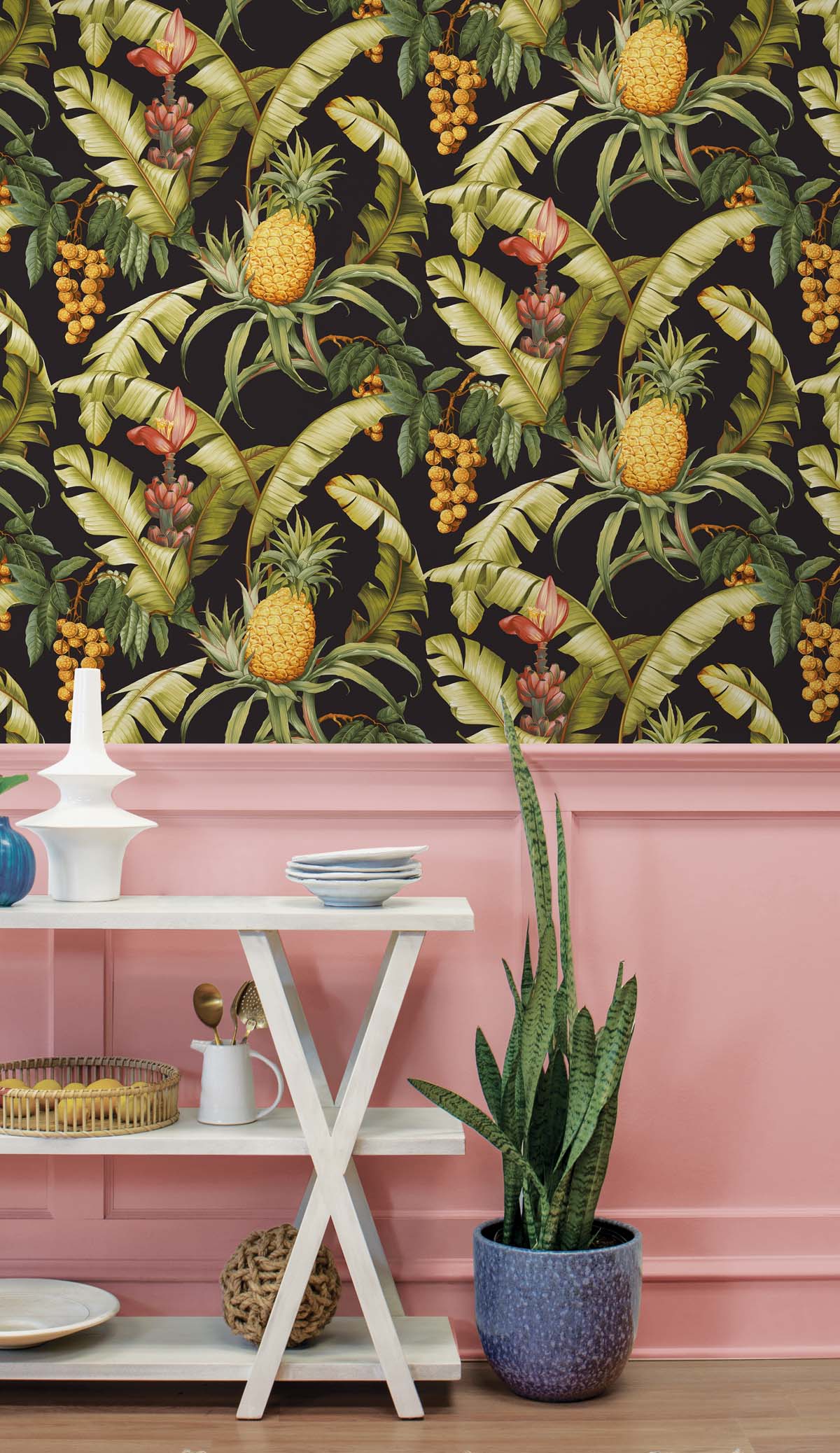 Pineapple Floral Vinyl Wallpaper