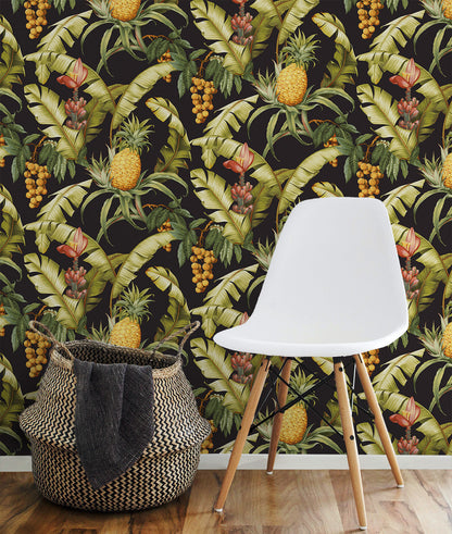 Pineapple Floral Vinyl Wallpaper