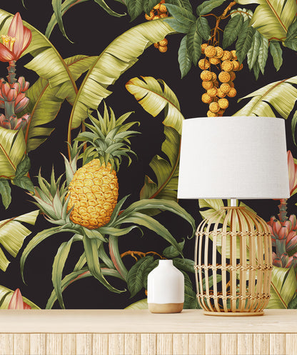 Pineapple Floral Vinyl Wallpaper