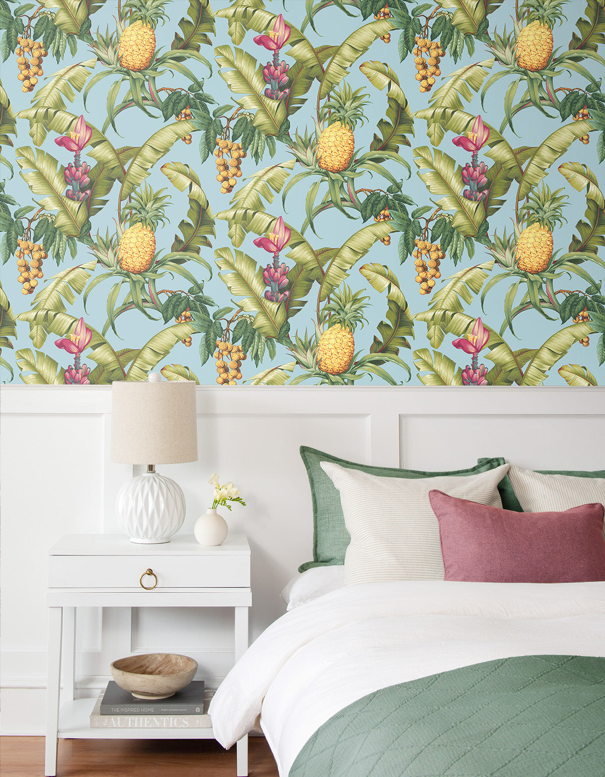 Pineapple Floral Vinyl Wallpaper