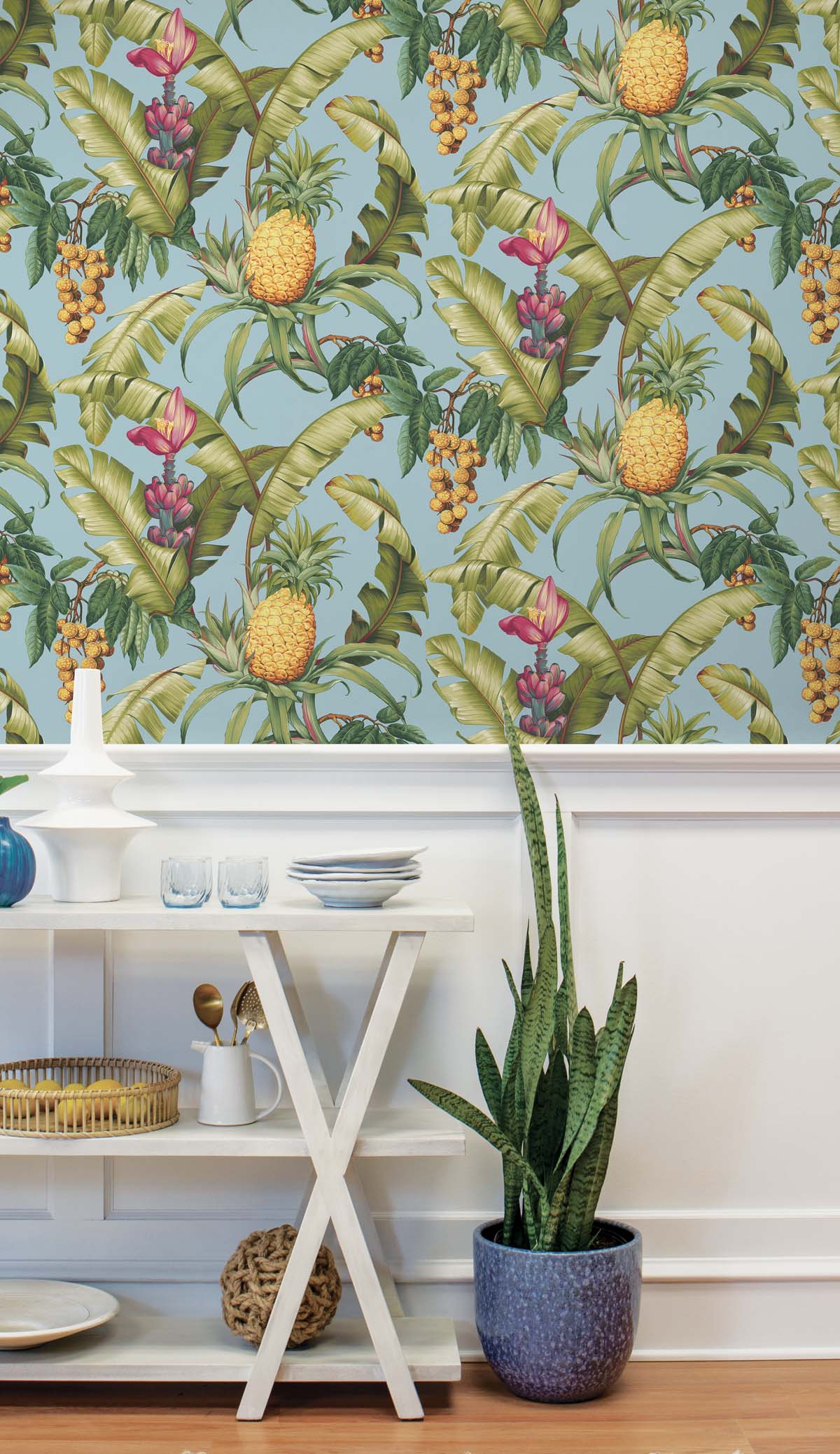 Pineapple Floral Vinyl Wallpaper