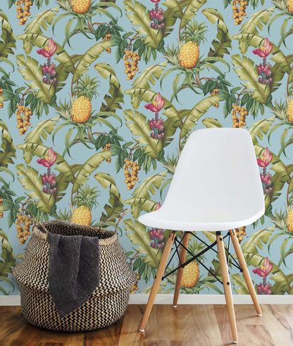 Pineapple Floral Vinyl Wallpaper