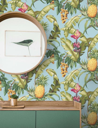 Pineapple Floral Vinyl Wallpaper