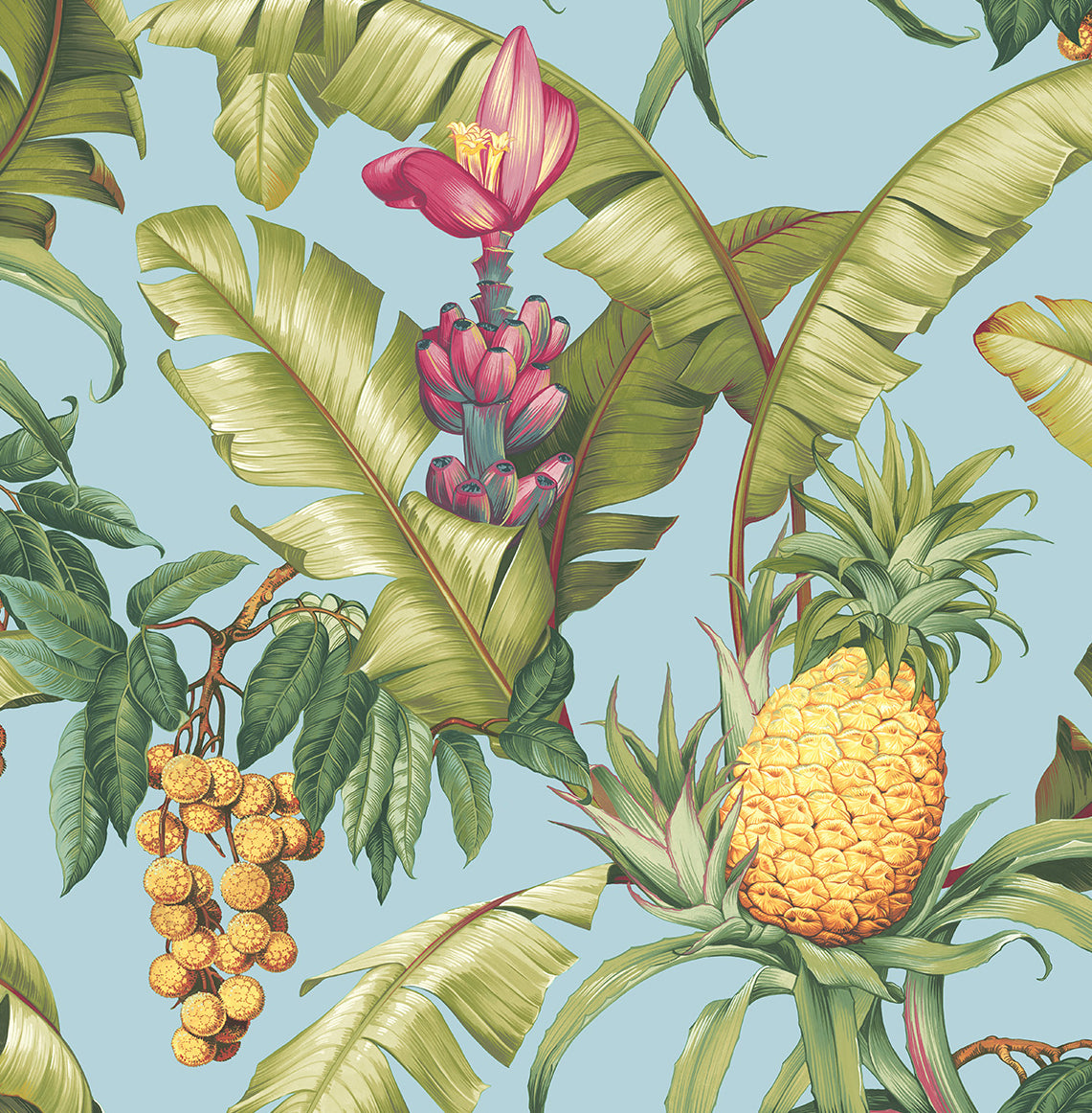 Pineapple Floral Vinyl Wallpaper