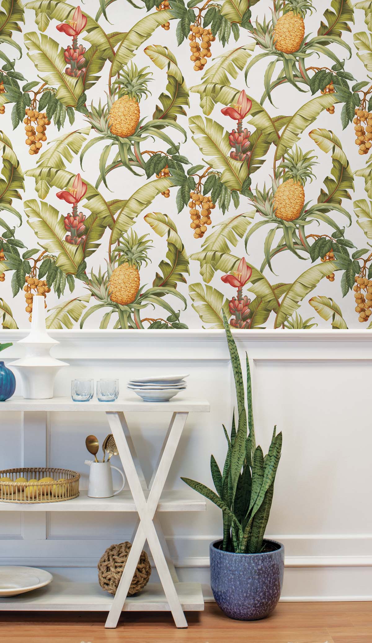 Pineapple Floral Vinyl Wallpaper