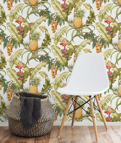 Pineapple Floral Vinyl Wallpaper