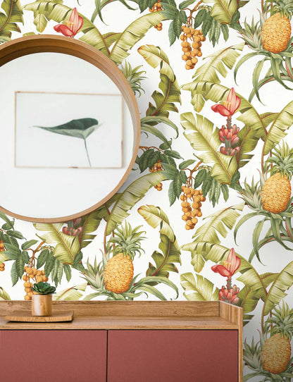 Pineapple Floral Vinyl Wallpaper