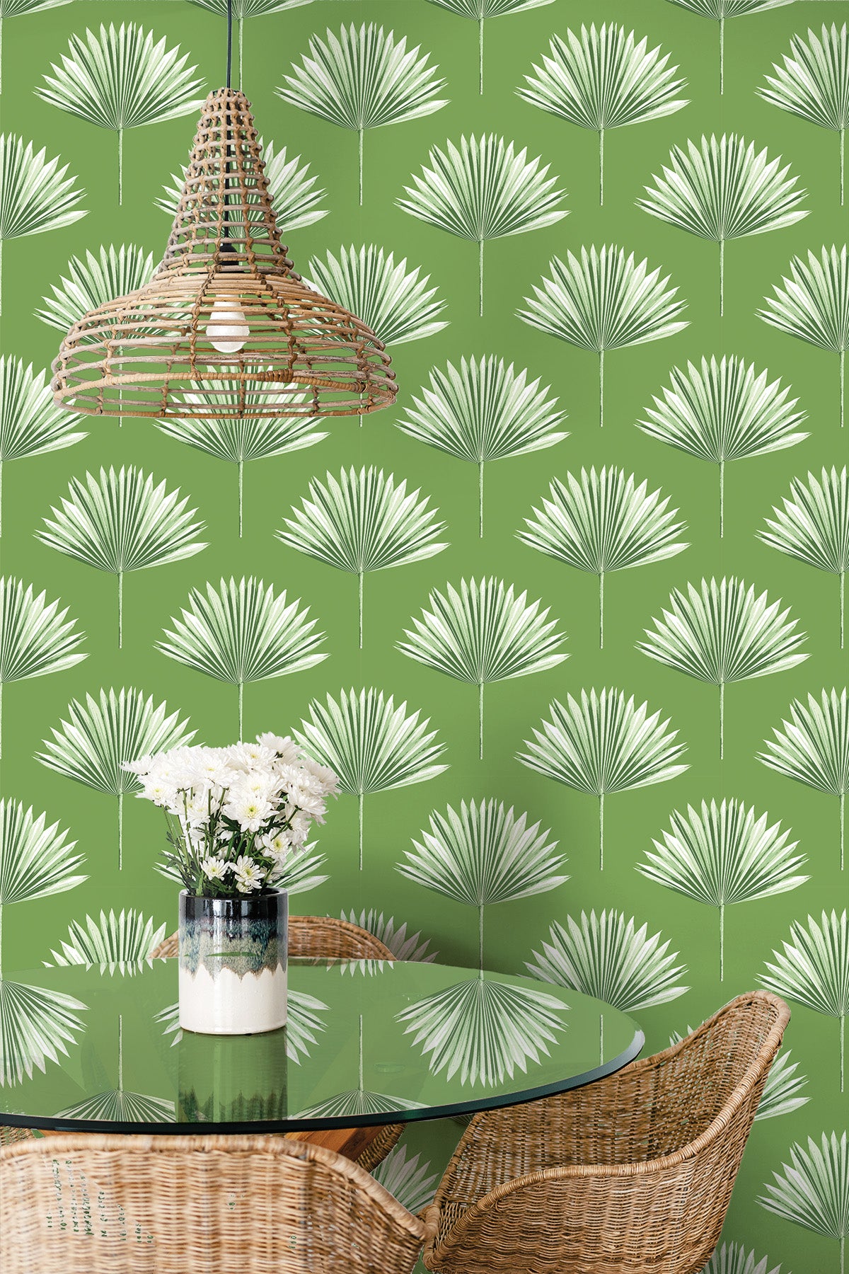 Tropical Fan Palm Vinyl Wallpaper