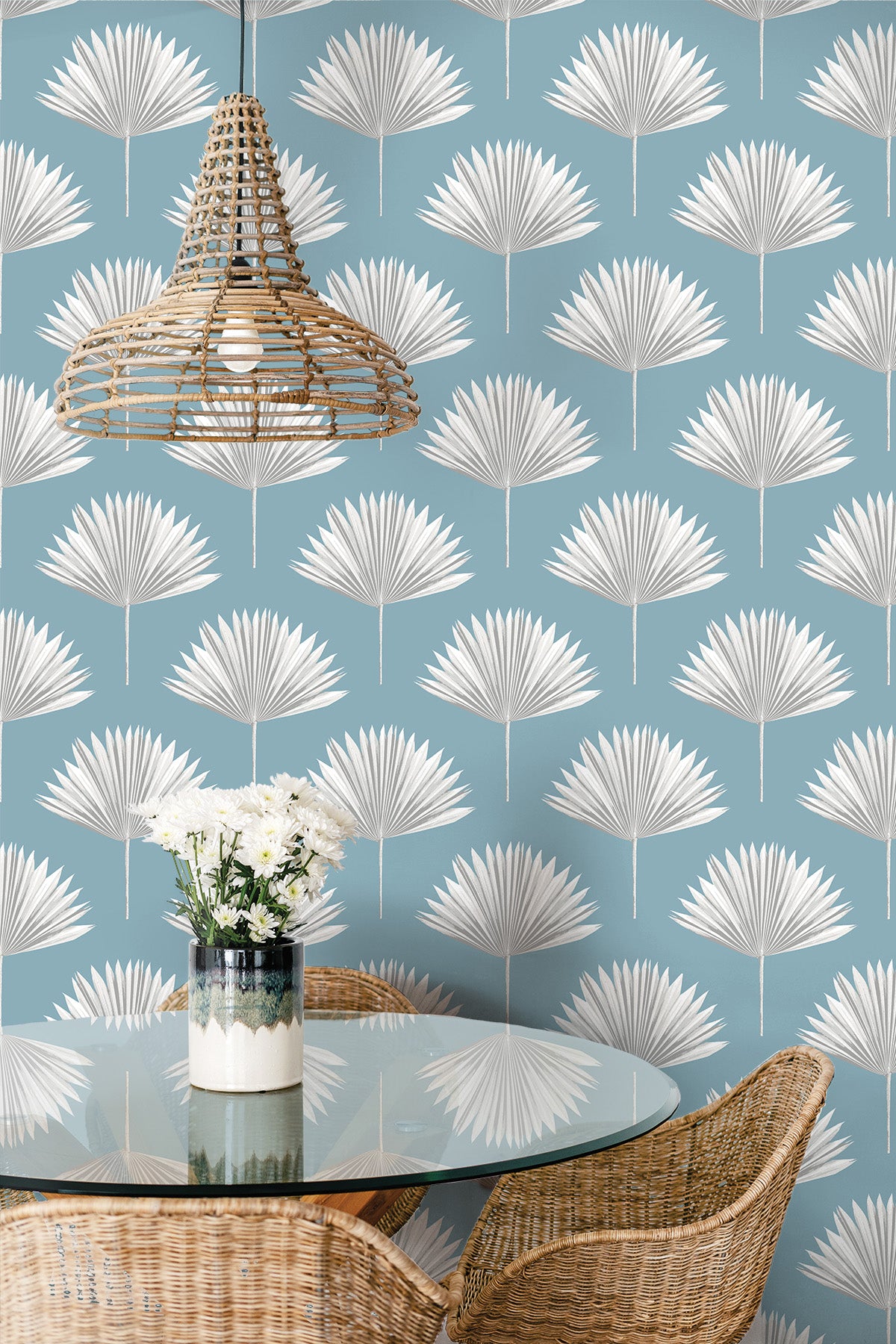 Tropical Fan Palm Vinyl Wallpaper