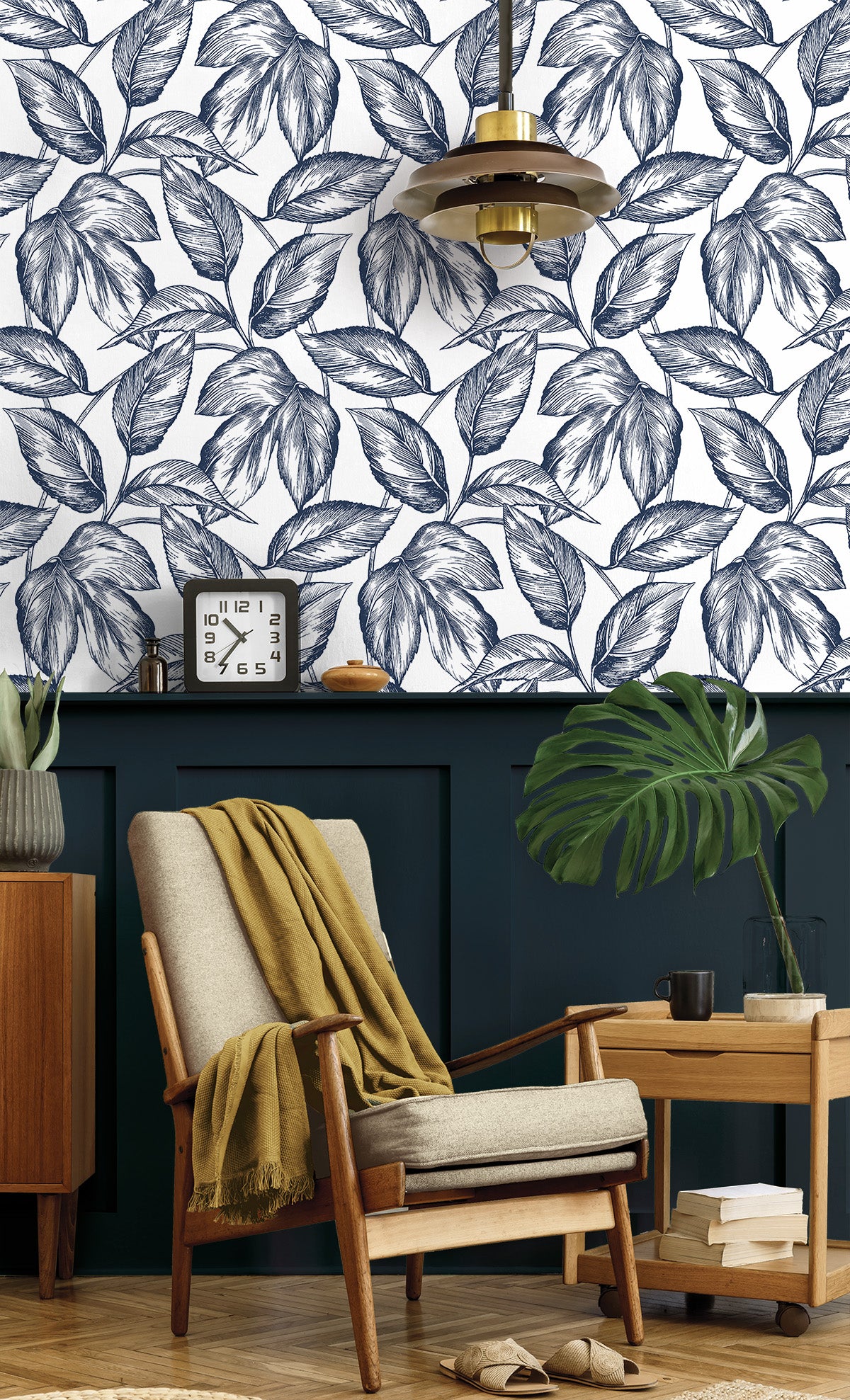 Sketched Leaves Vinyl Wallpaper