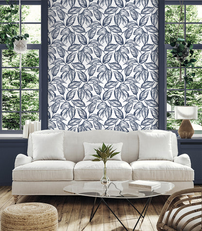 Sketched Leaves Vinyl Wallpaper