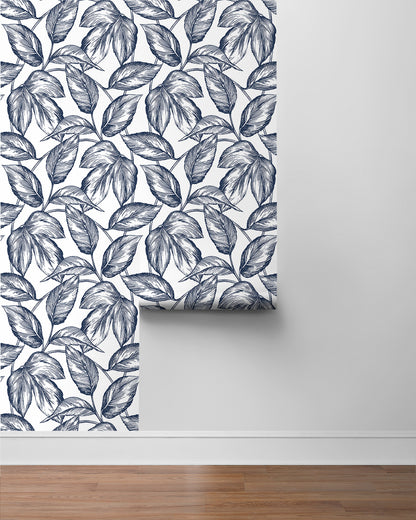 Sketched Leaves Vinyl Wallpaper