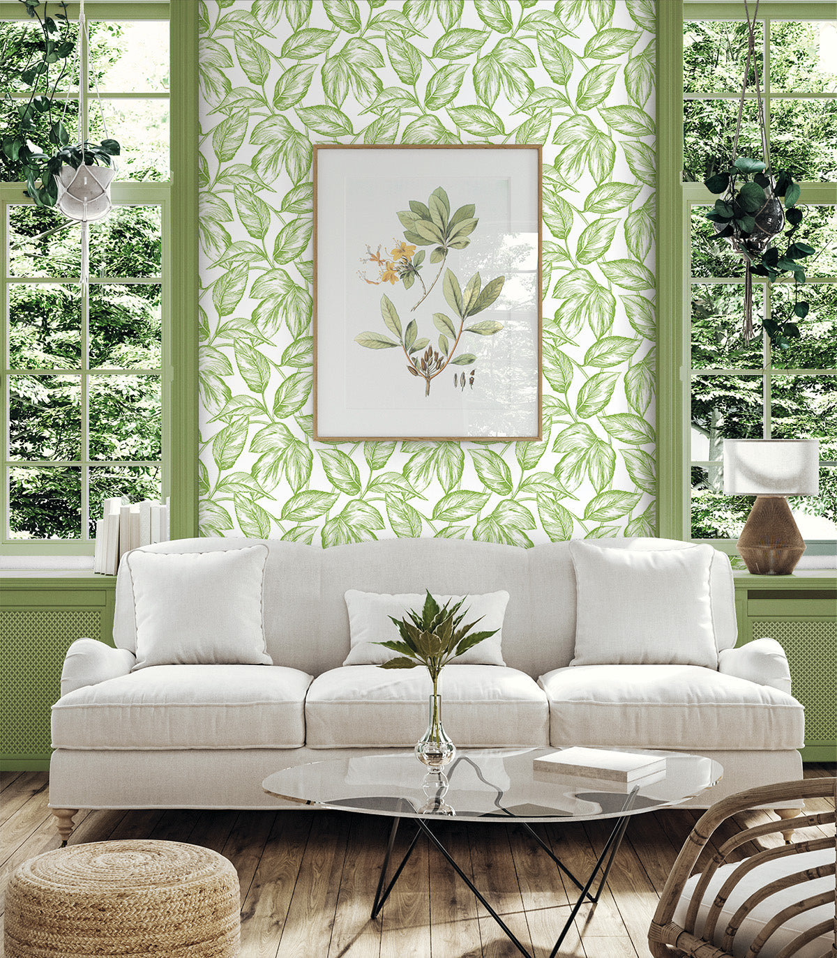 Sketched Leaves Vinyl Wallpaper