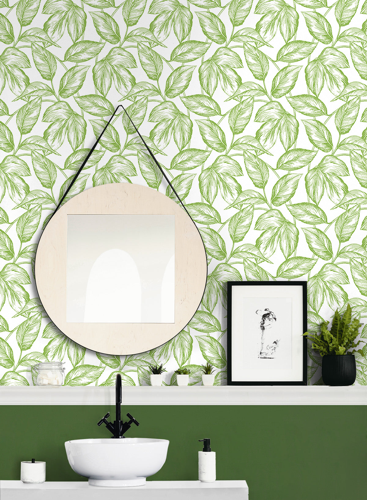 Sketched Leaves Vinyl Wallpaper