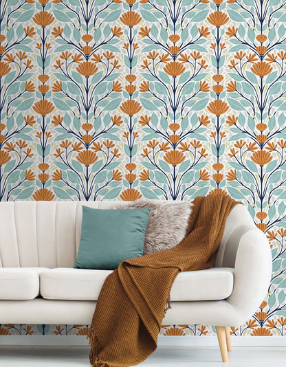 Folk Floral Vinyl Wallpaper