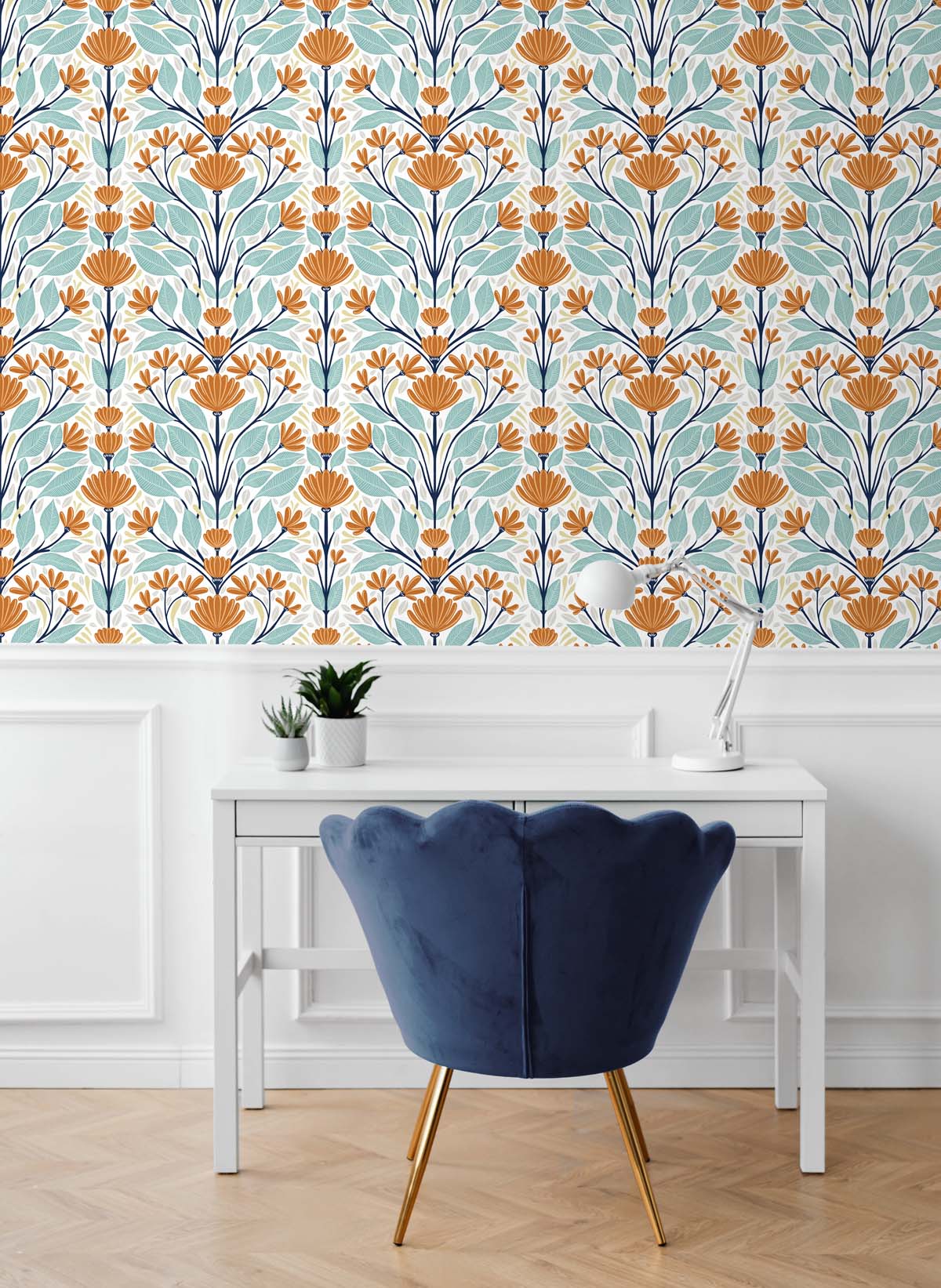 Folk Floral Vinyl Wallpaper