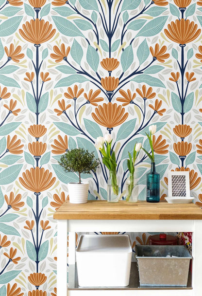 Folk Floral Vinyl Wallpaper