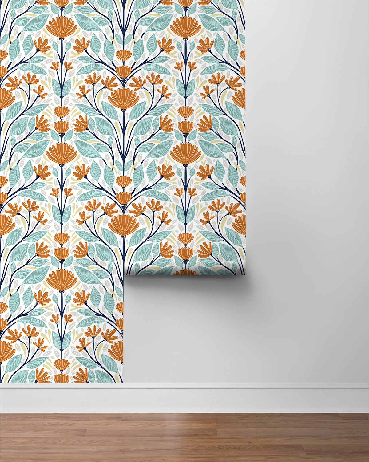 Folk Floral Vinyl Wallpaper