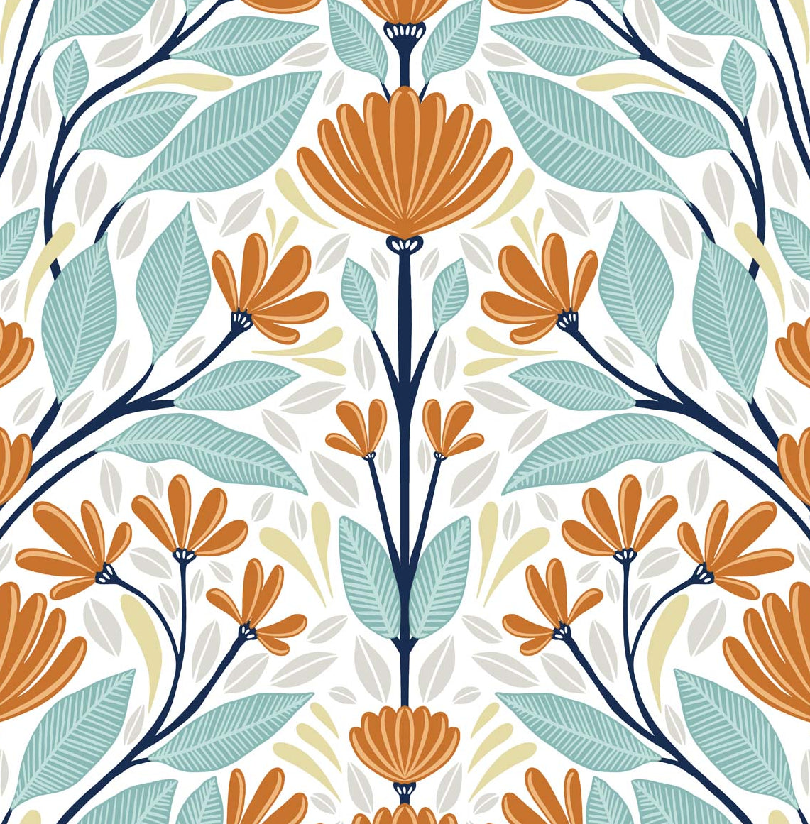 Folk Floral Vinyl Wallpaper