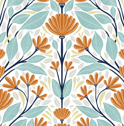 Folk Floral Vinyl Wallpaper