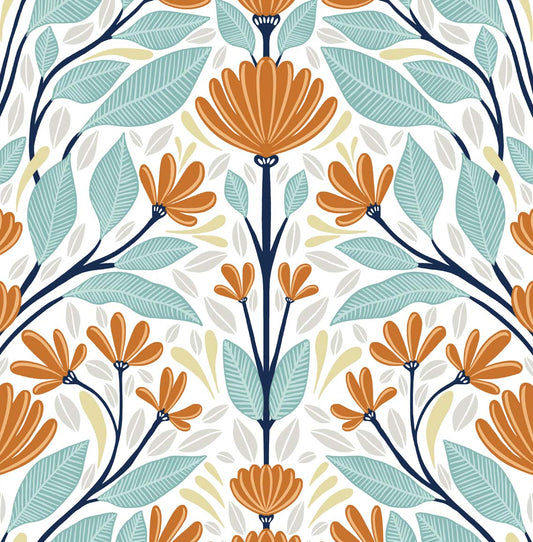 Folk Floral Vinyl Wallpaper