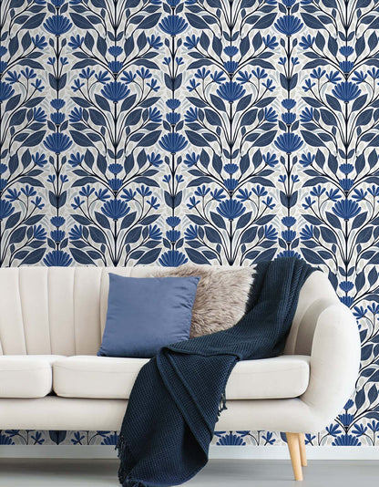 Folk Floral Vinyl Wallpaper