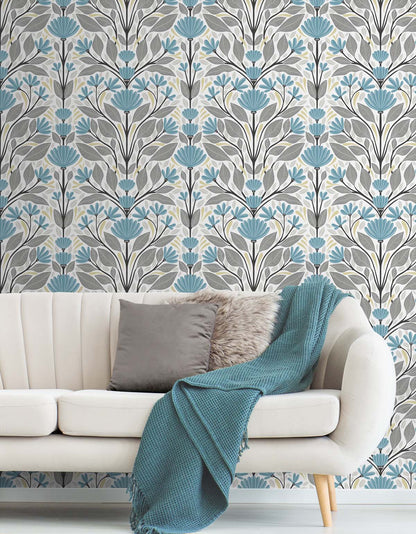 Folk Floral Vinyl Wallpaper